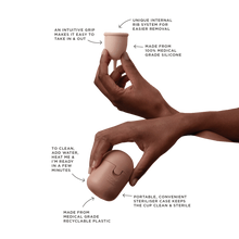 Load image into Gallery viewer, TOMOrganicPeriodCupproductcallouts_560x560