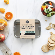 Load image into Gallery viewer, EVER ECO Stainless Steel XL Stackable Bento 2 Tier + Mini Snack Container for 1900ml
