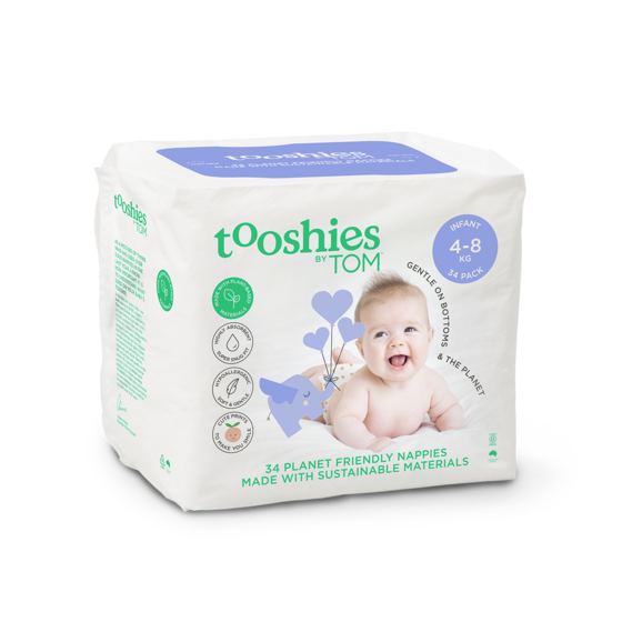TOOSHIES BY TOM Infant Nappies 34 pack 4-8 kg